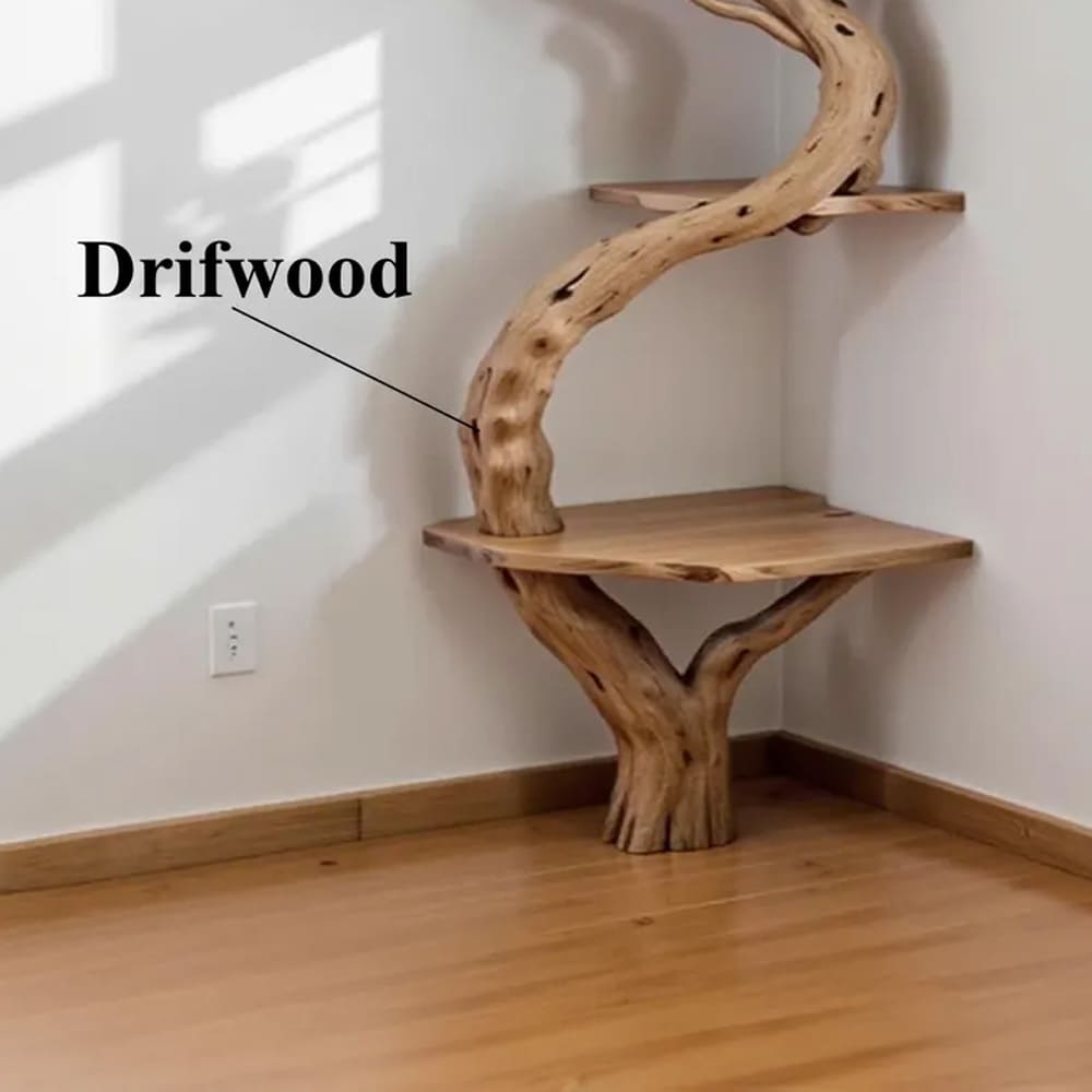 Floating corner shelf solid wood bookshelf driftwood branch shelves on wall housewarming gift for him
