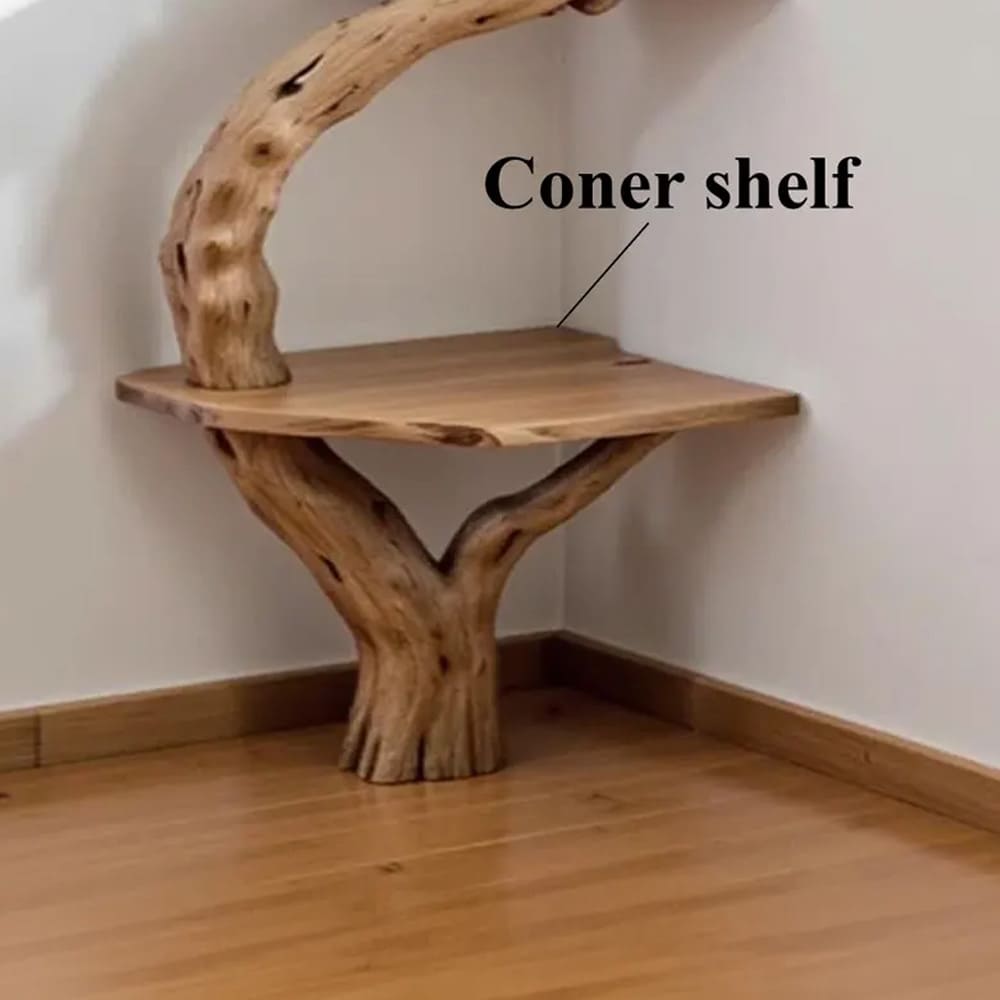 Floating corner shelf solid wood bookshelf driftwood branch shelves on wall housewarming gift for him