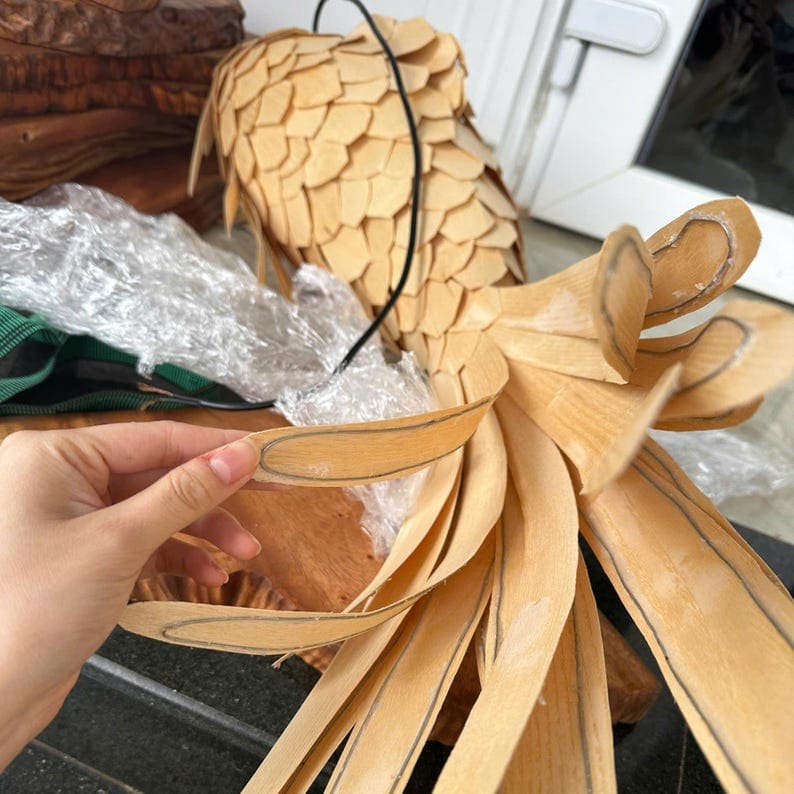 Fish ceiling light wood veneer lamp woven fish lantern handcrafted fish chandelier lighting art decor