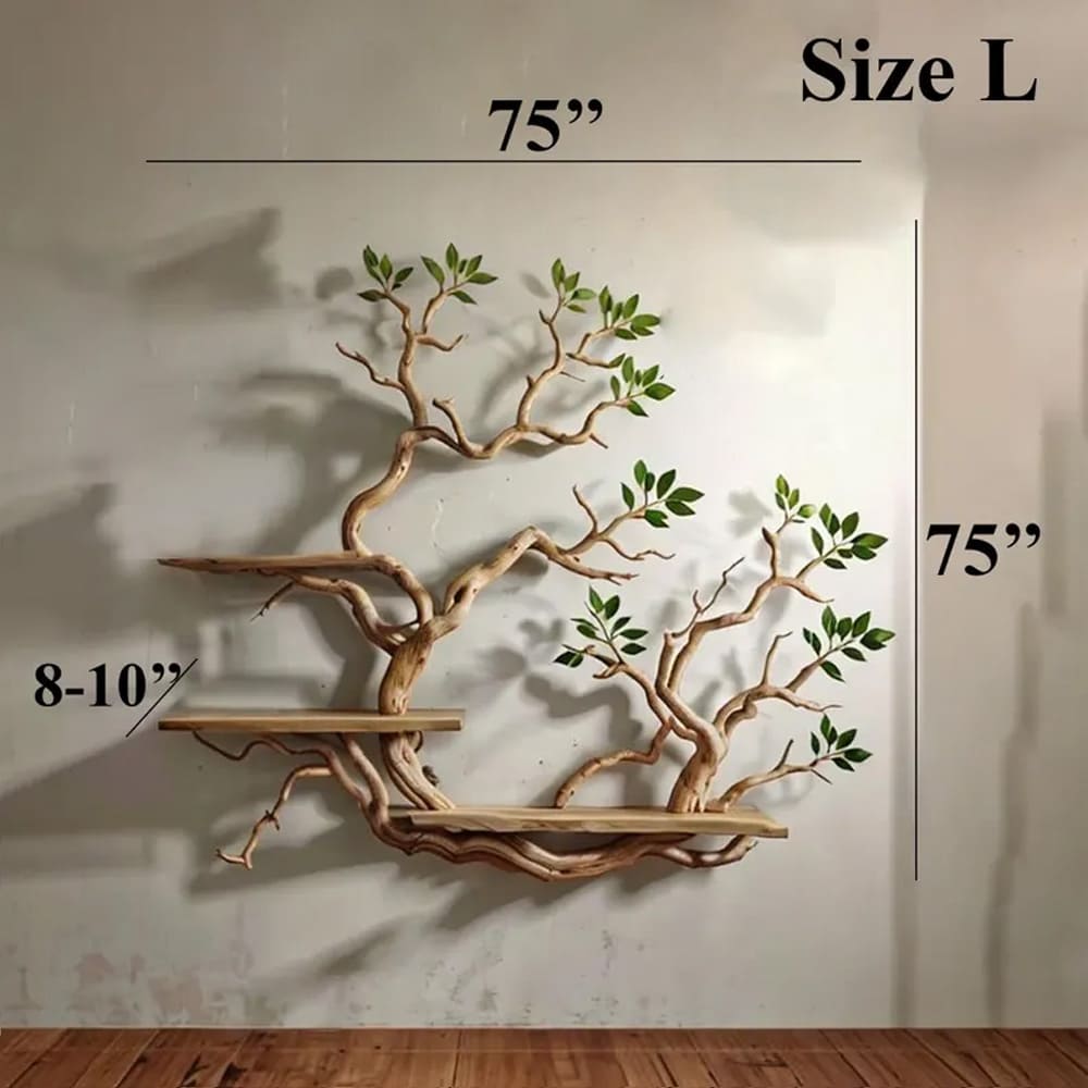 Tree bookshelves custom floating shelves solid wood bookcase carving driftwood art shelves on wall