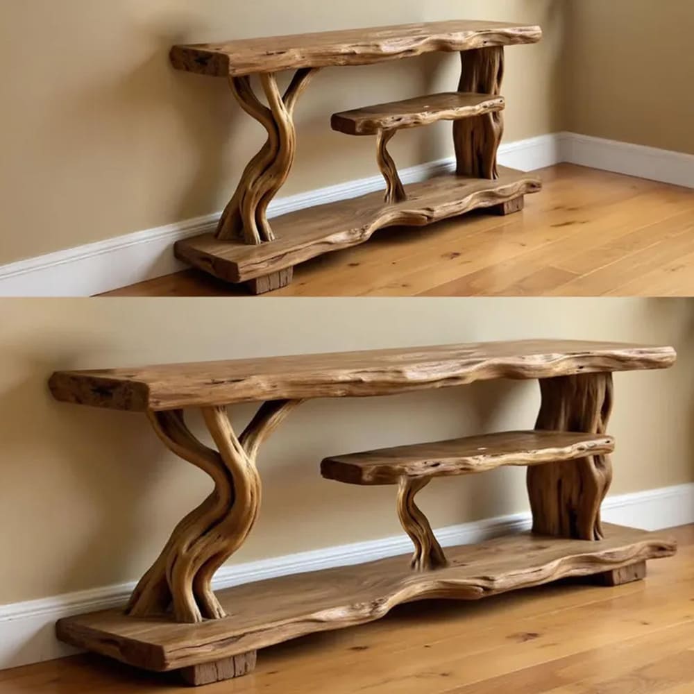 Live edge tv stand solid wood console table rustic media console floating tv cabinet driftwood furniture decor home art