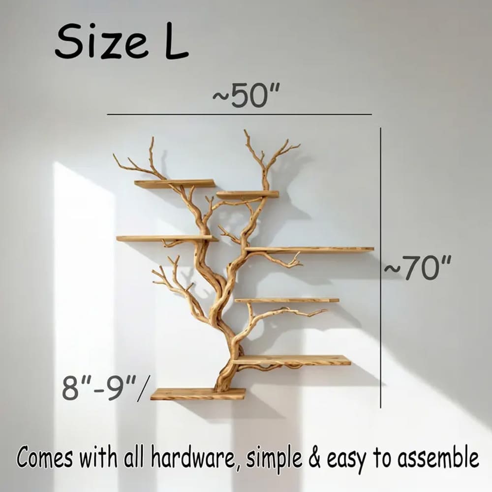 Floating bookshelf tree branch shelf driftwood sculpture book shelf wall mounted art custom bookcase decor home