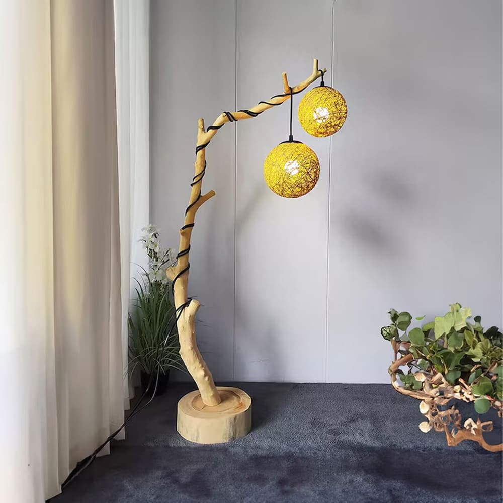 Tree floor lamp for living room natural driftwood lighting rustic wood standing lamp home art