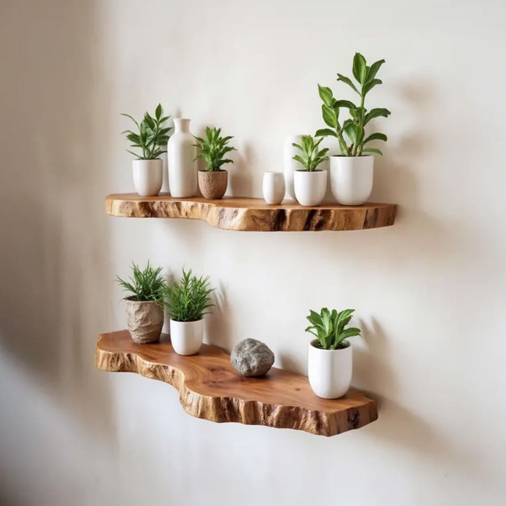 Live edge floating shelves art wood floating shelf wall mount bookshelf decor