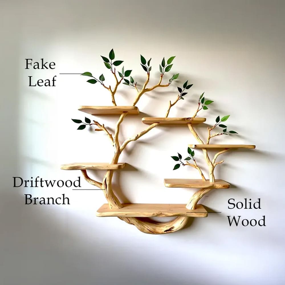 Tree branch book shelves wall mount driftwood floating shelf rustic shelving unique gift for mom