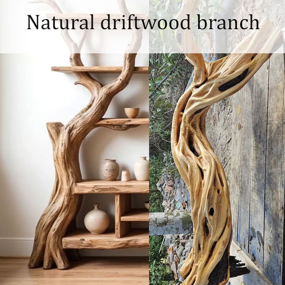 Wall mount tv stand bookcase solid wood media console tree branch storage cabinet tree bookshelf driftwood monitor player stand