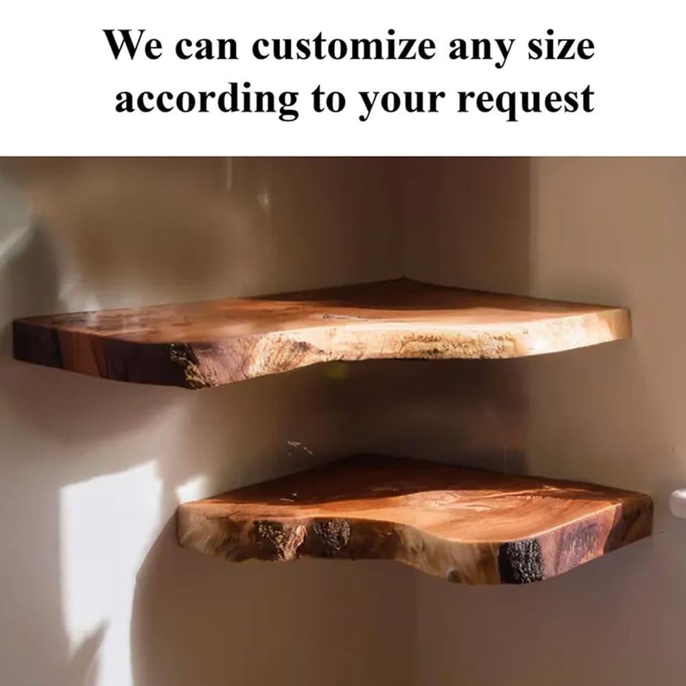 Corner wall shelf floating live edge wall mounted shelf floating wood shelf for wall decor