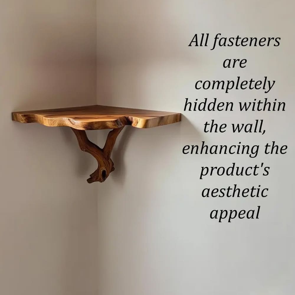 Corner floating tree branch bookshelf wall mount solid wood shelf custom floating shelves art unique furniture