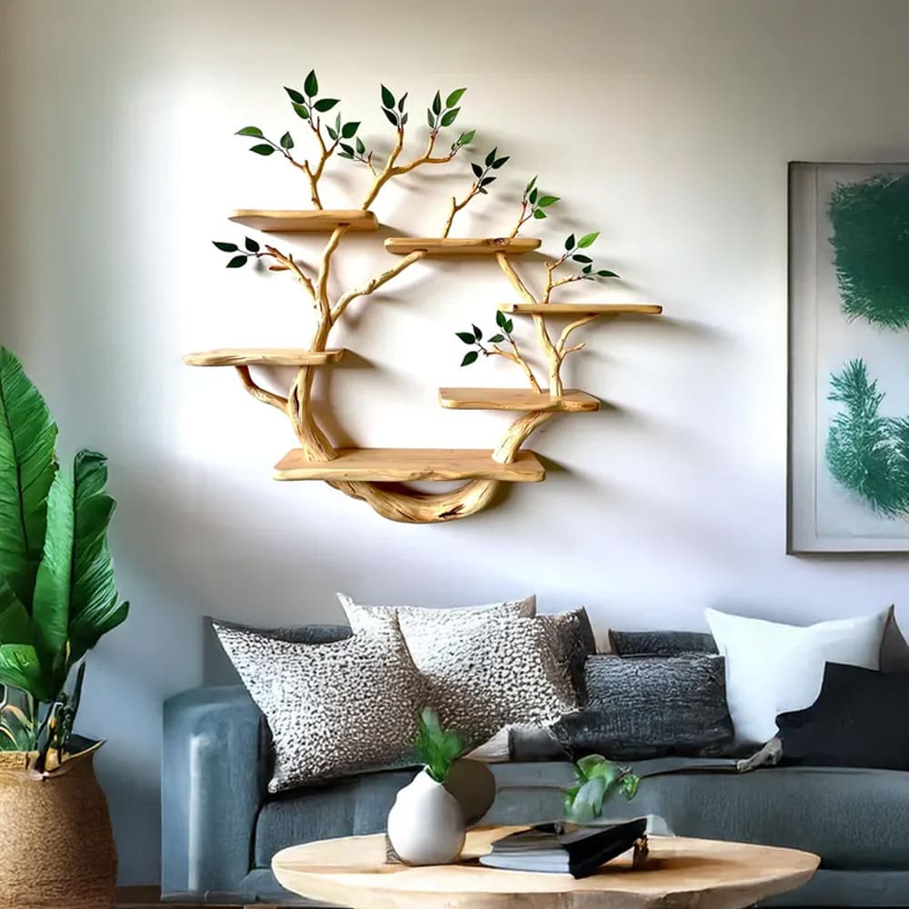 Tree branch book shelves wall mount driftwood floating shelf rustic shelving unique gift for mom