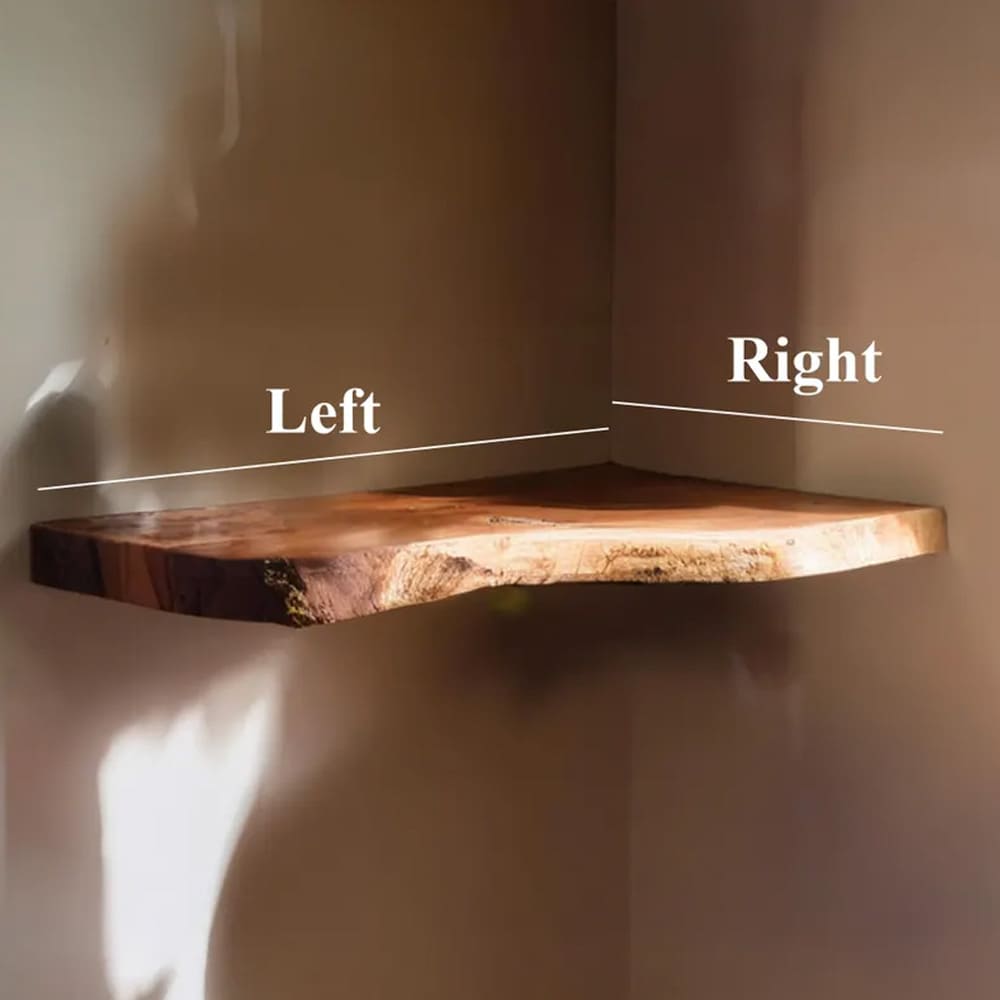 Corner wall shelf floating live edge wall mounted shelf floating wood shelf for wall decor