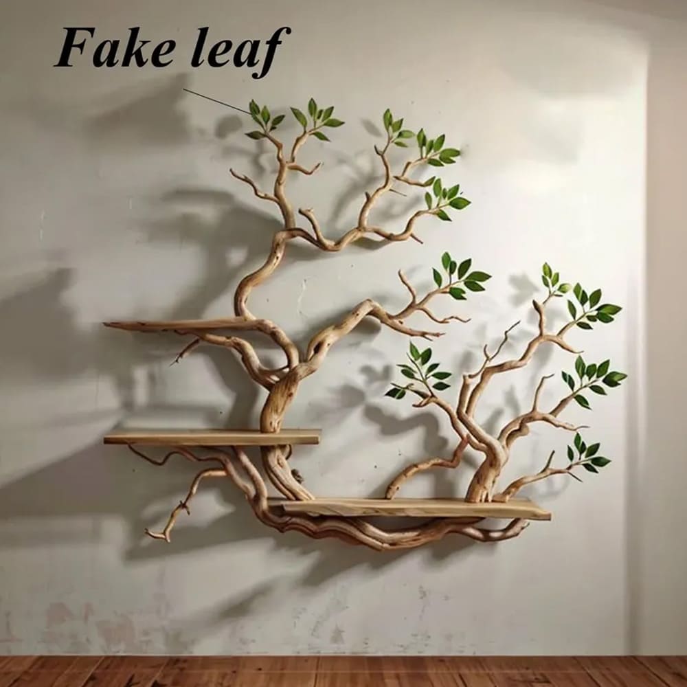 Tree bookshelves custom floating shelves solid wood bookcase carving driftwood art shelves on wall