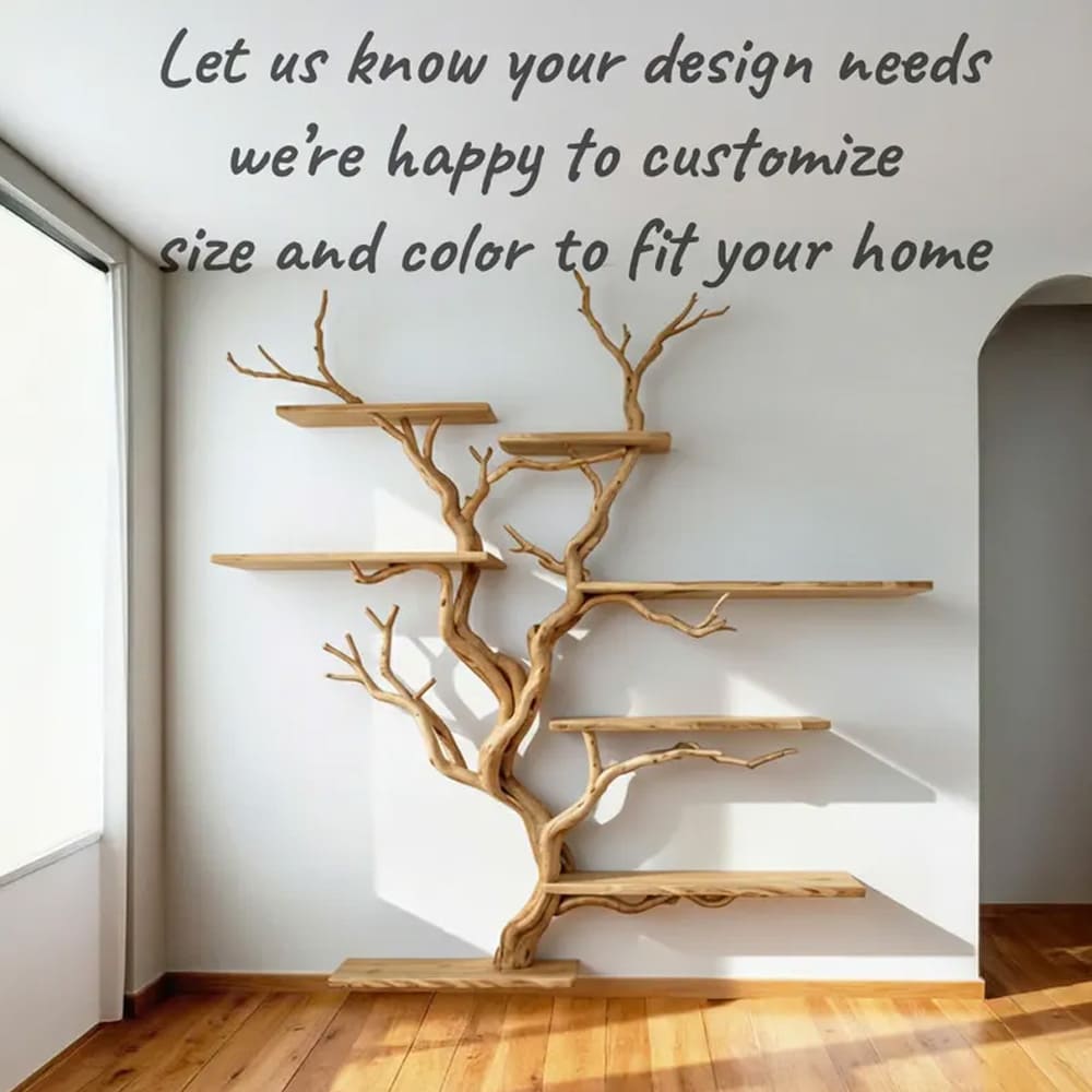 Floating bookshelf tree branch shelf driftwood sculpture book shelf wall mounted art custom bookcase decor home