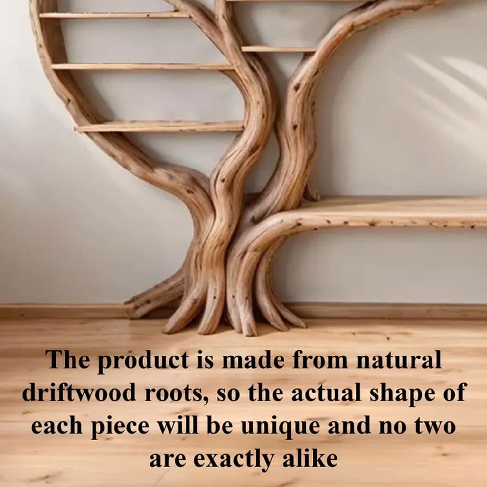 Floating bookshelf solid wood tree branch shelf unique natural wood bookcase wall mount decor home art