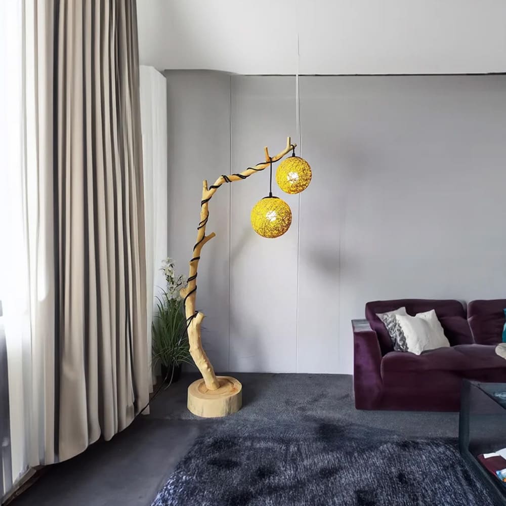 Tree floor lamp for living room natural driftwood lighting rustic wood standing lamp home art
