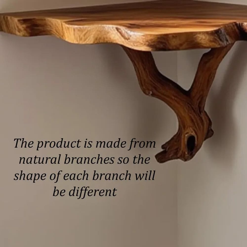 Corner floating tree branch bookshelf wall mount solid wood shelf custom floating shelves art unique furniture