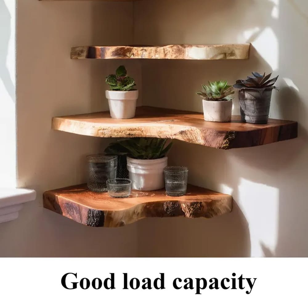Corner wall shelf floating live edge wall mounted shelf floating wood shelf for wall decor