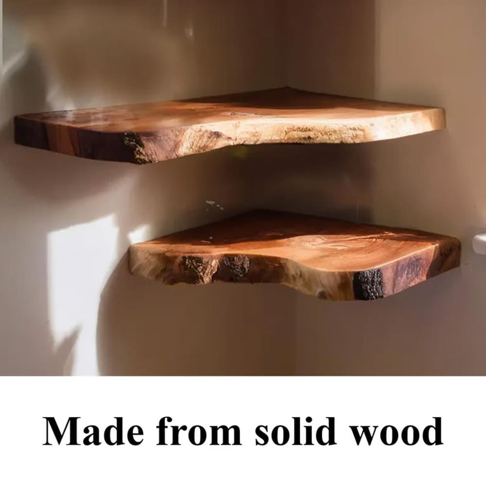 Corner wall shelf floating live edge wall mounted shelf floating wood shelf for wall decor