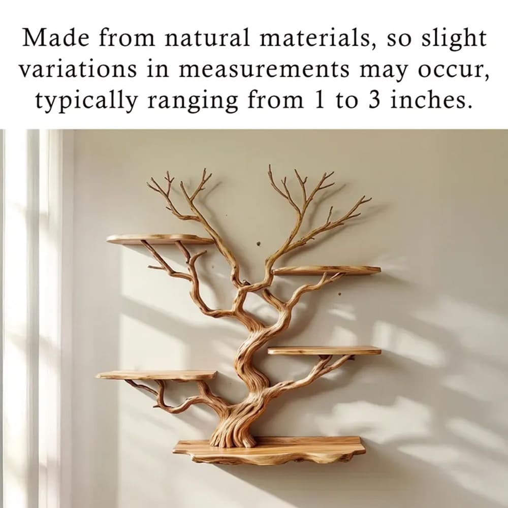 Solid wall mount floating tree branch bookshelf live edge tree shelving natural driftwood branch living room decoration