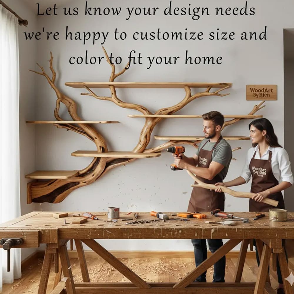 Tree branch corner floating book shelf decor wall mount live edge wood bookshelves driftwood wall art