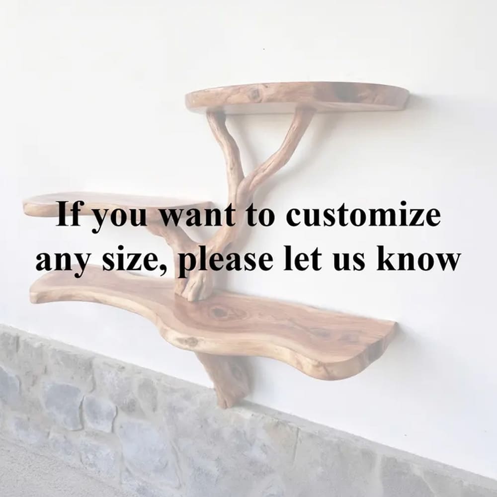 Tree floating shelf natural driftwood branch bookshelf wall mount bookcase rustic furniture decor home art