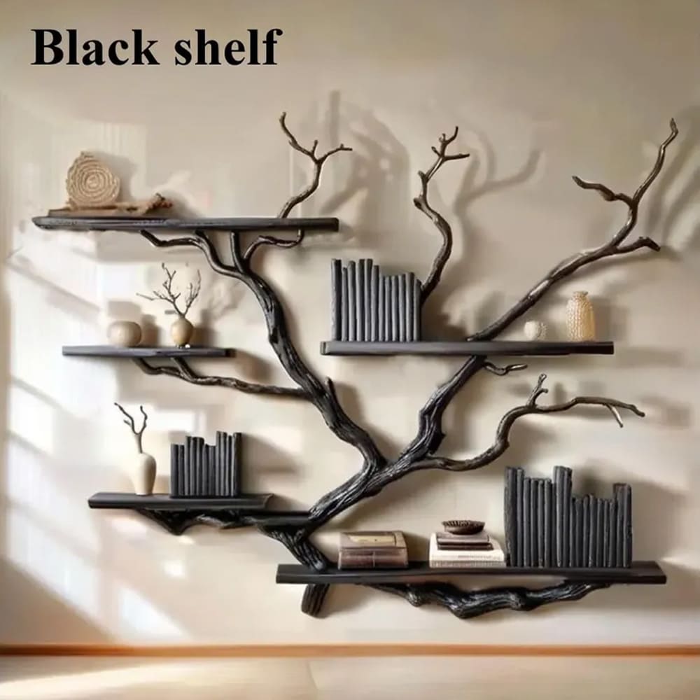 Driftwood branch tree bookshelf solid wood branch wall mount handmade furniture decor for home