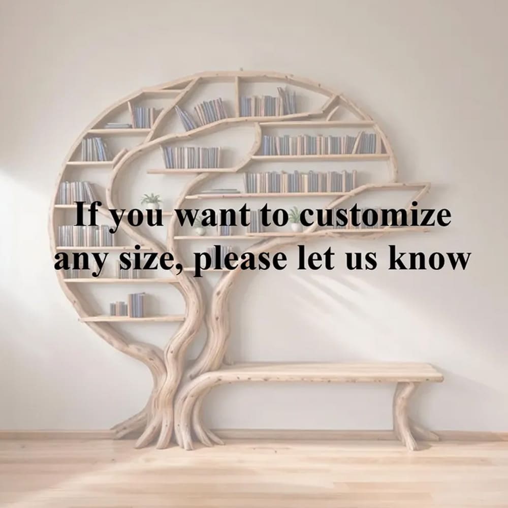 Floating bookshelf solid wood tree branch shelf unique natural wood bookcase wall mount decor home art