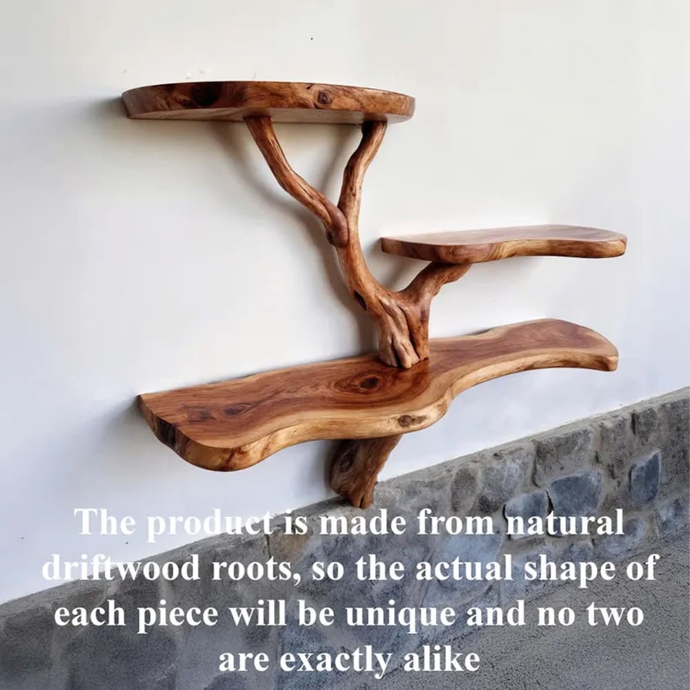 Tree floating shelf natural driftwood branch bookshelf wall mount bookcase rustic furniture decor home art