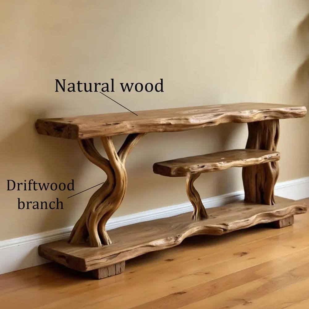 Live edge tv stand solid wood console table rustic media console floating tv cabinet driftwood furniture decor home art