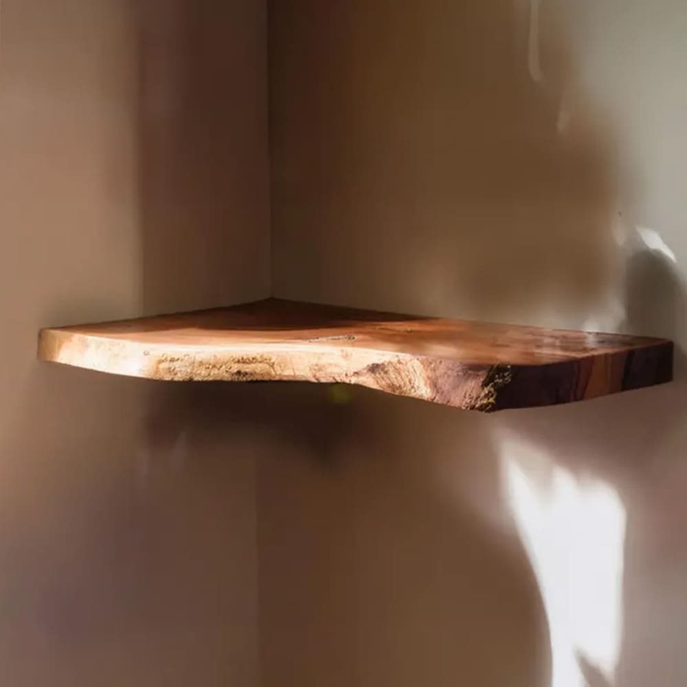 Corner wall shelf floating live edge wall mounted shelf floating wood shelf for wall decor