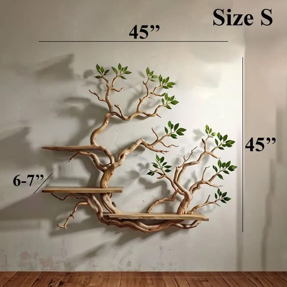 Tree bookshelves custom floating shelves solid wood bookcase carving driftwood art shelves on wall