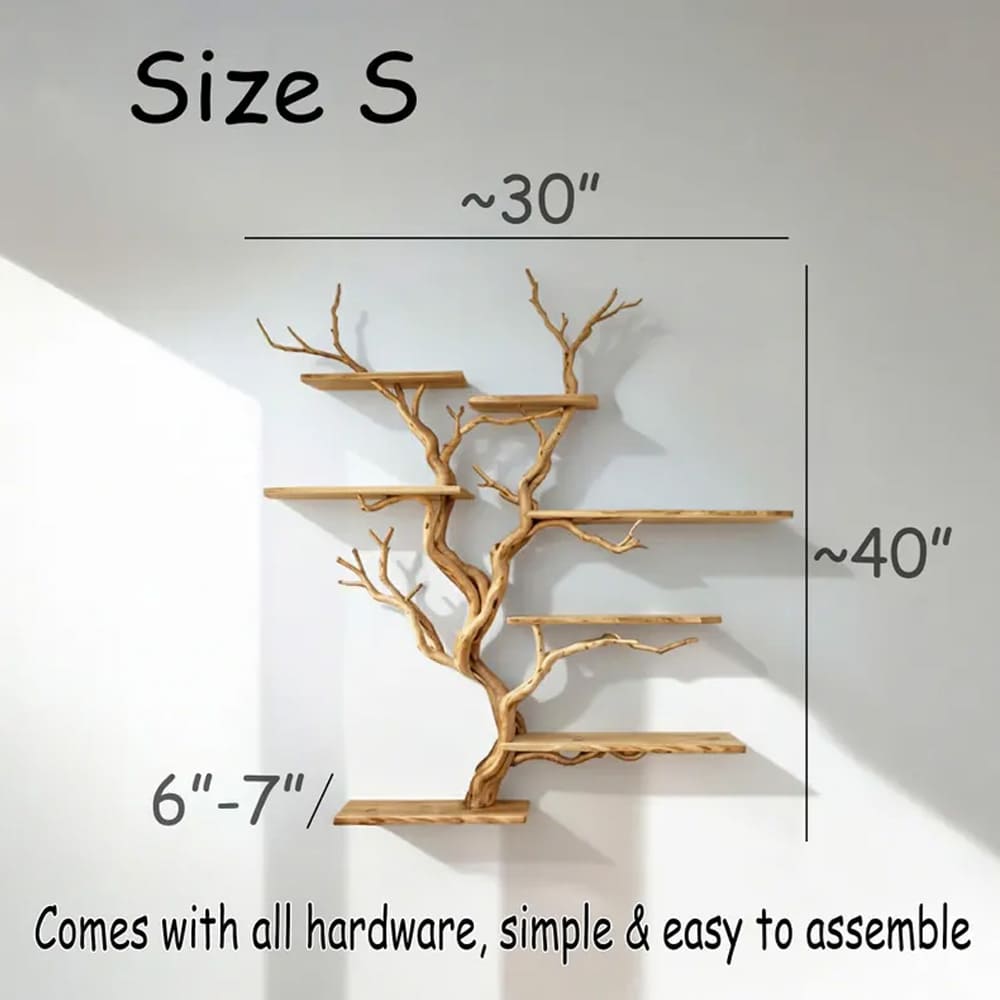 Floating bookshelf tree branch shelf driftwood sculpture book shelf wall mounted art custom bookcase decor home
