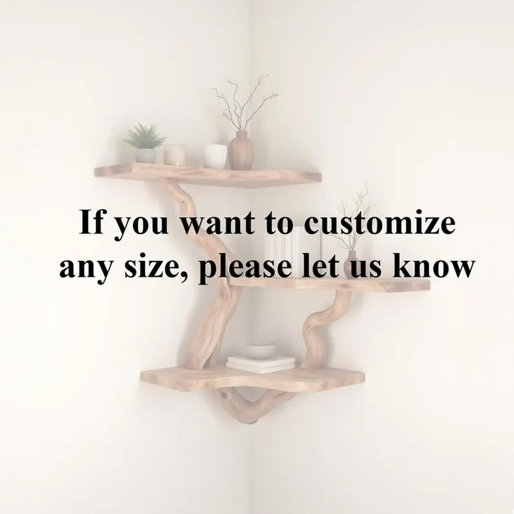 Driftwood corner shelf tree branch bookshelf wall mounted bookcase rustic furniture decor home art