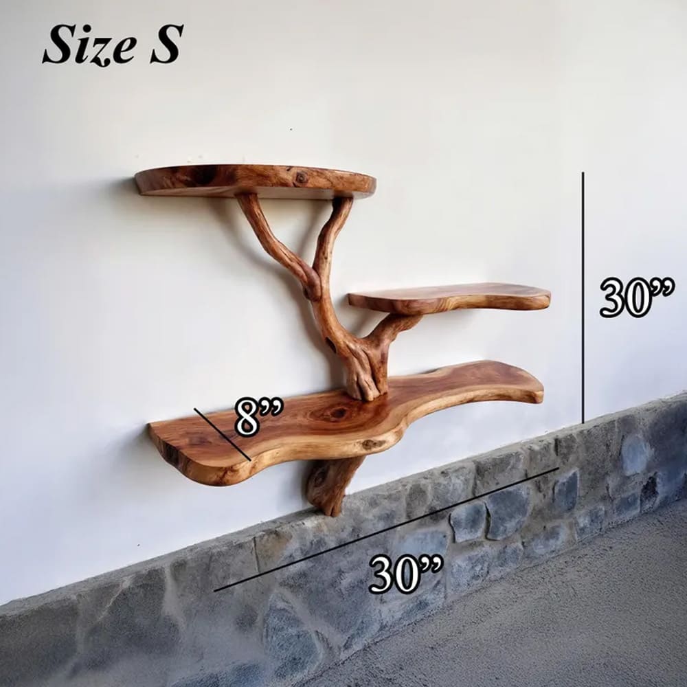 Tree floating shelf natural driftwood branch bookshelf wall mount bookcase rustic furniture decor home art