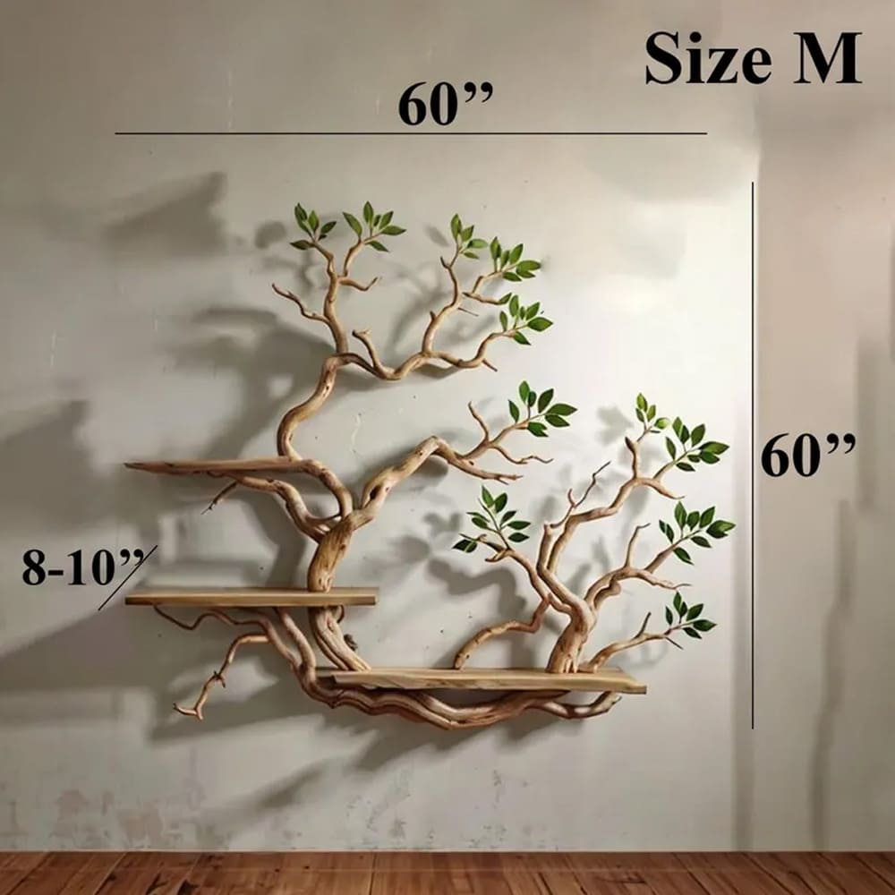 Tree bookshelves custom floating shelves solid wood bookcase carving driftwood art shelves on wall