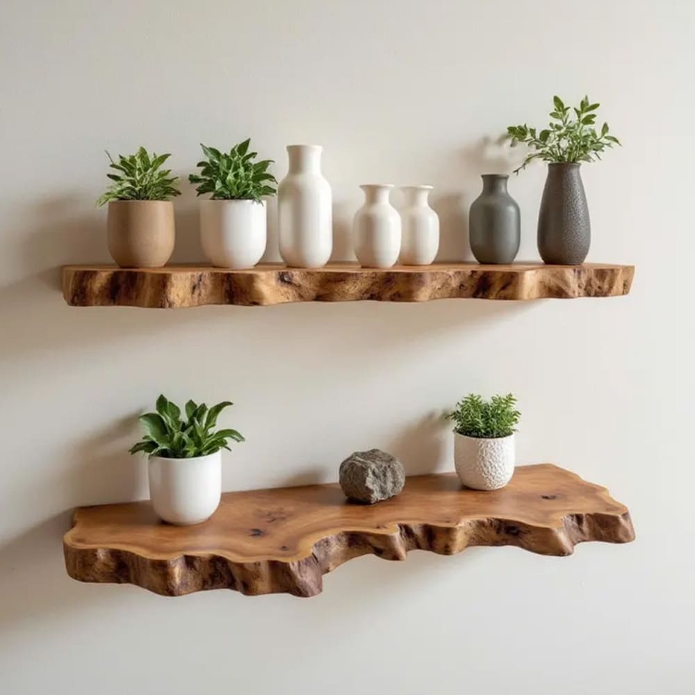 Live edge floating shelves art wood floating shelf wall mount bookshelf decor