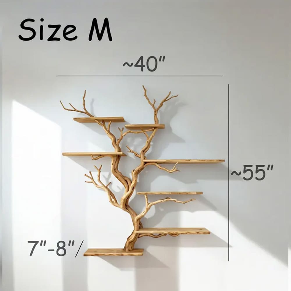 Floating bookshelf tree branch shelf driftwood sculpture book shelf wall mounted art custom bookcase decor home