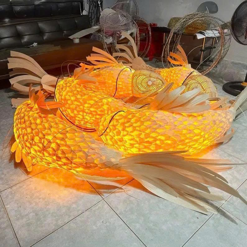 Wooden fish lamp hanging light wood veneer rattan fish pendant lighting woven fish chandelier koi fish lamp shade restaurant decoration