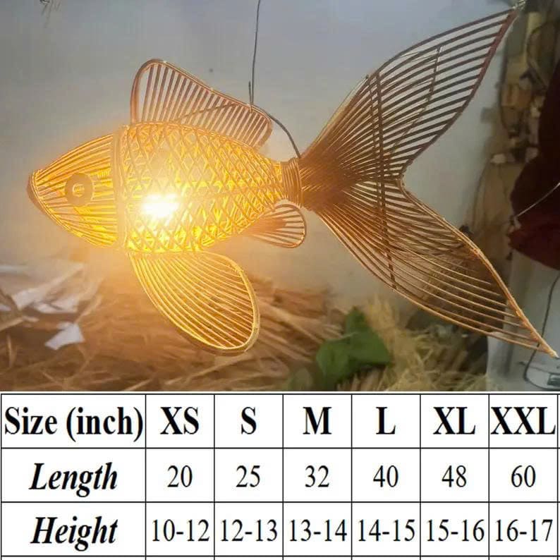 Fish chandelier lighting rattan pendant light fish hanging lamp wicker pendant lampshade for home decor
