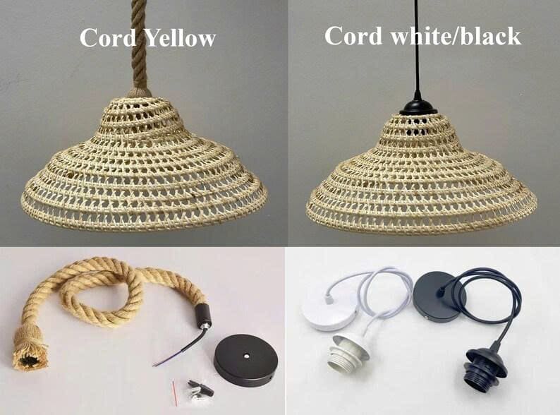 Cone shade lamp rattan pendant light wicker lamp shade vintage woven art deco lamp