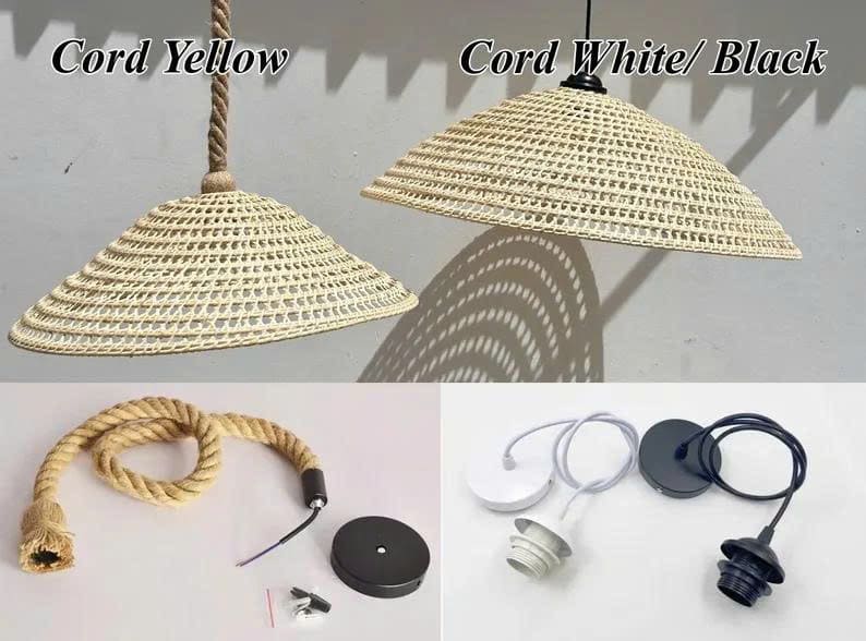 Cone pendant light rattan chandelier lighting wicker ceiling art deco lamp rustic kitchen island lighting